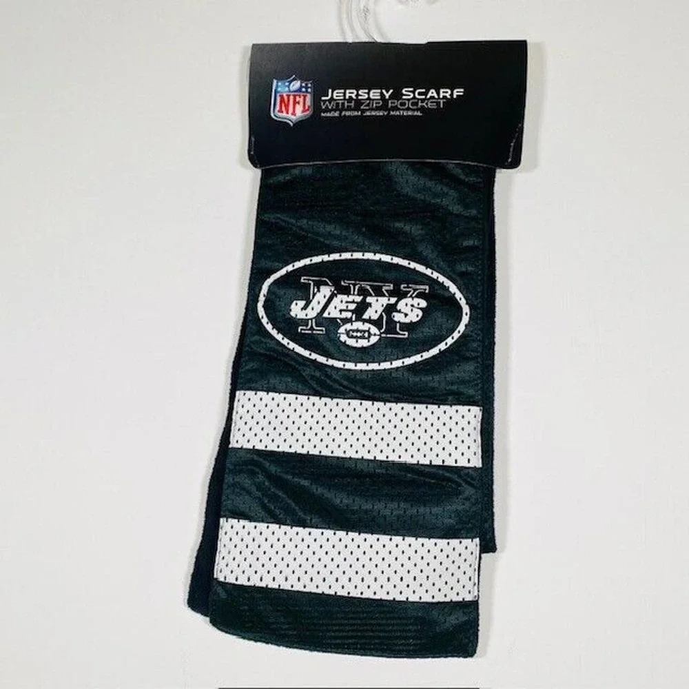 New York Jets NFL Jersey Scarf with Hidden Zip Pocket 60